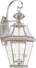 Livex Lighting 2261-91 Georgetown 2 Light Outdoor Wall Lantern Brushed Nickel