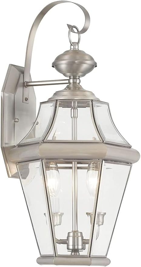 Livex Lighting 2261-91 Georgetown 2 Light Outdoor Wall Lantern Brushed Nickel