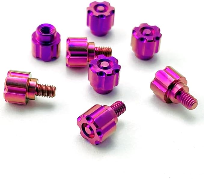 3 Sets Titanium Alloy Thumb Stud Screw Replacements are Suitable for Diameter 4MM Screw Hole(Purple)