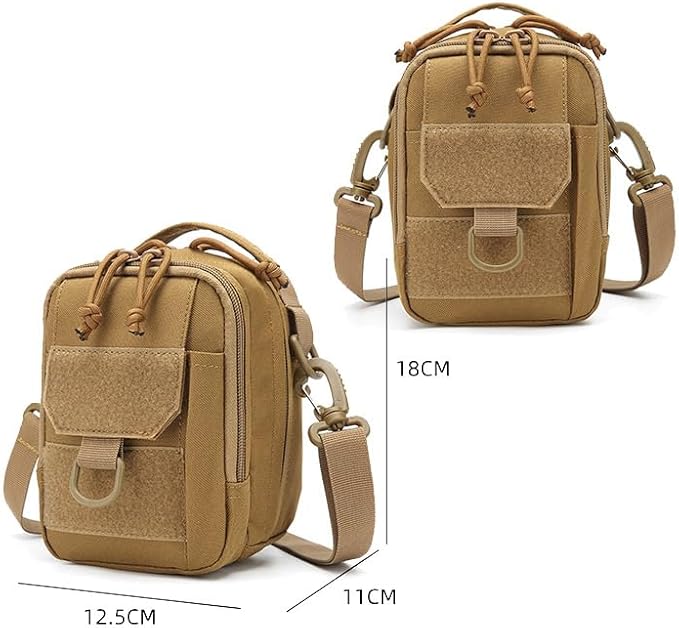 Outdoor Sports Gear Molle Assault Combat Hiking Pack Accessory Camouflage Kit Pouch Tactical Small Sling Bag- Tan