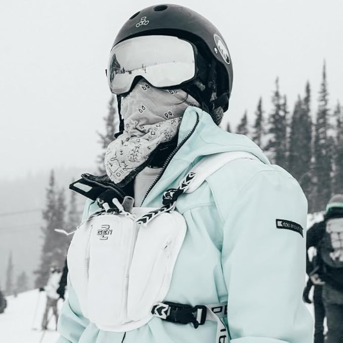 Chest Pack for Skiing – Slim Chest Pack for Skiing and Snowboarding with 17oz Hydration Soft Flask | Ski Front Chest Bag &amp Ski &amp Snowboard Chest Pack