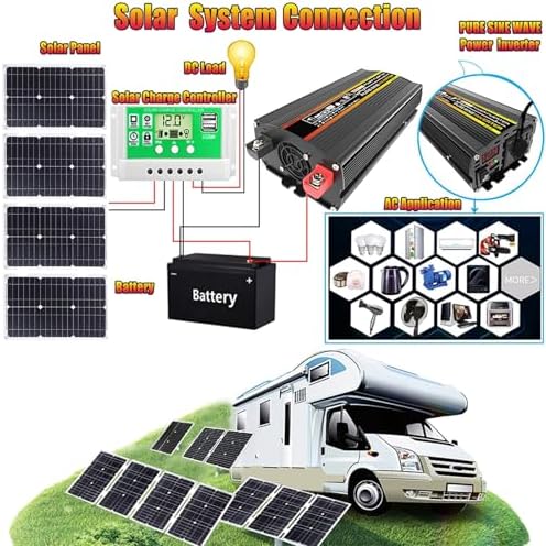 100W Solar Panel Kit with 4000W Inverter 50A Charge Controller Off-Grid Solar Power System for Home Backup &amp Outdoor Use 12V to 110V/220V Solar Inverter Kit
