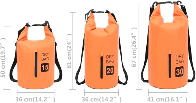 vidaXL Dry Bag - Waterproof Portable and Foldable with Zipper - 5.3 gal Capacity - Orange PVC - Ideal for Outdoor Trips Boating Surfing