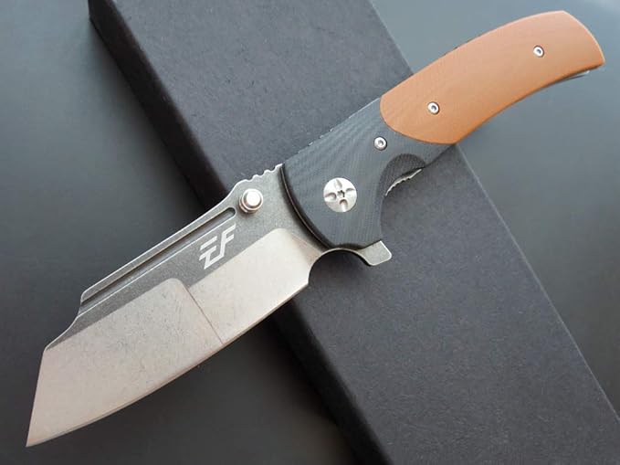 Eafengrow EF69 Pocket EDC Knife with ClipFlipper Folding Knife for Camping Survival and Outdoor Activities Liner Lock. (EF69-brown)