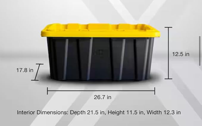 Generic 17 Gal. Tough Storage Tote in Black with Yellow Lid