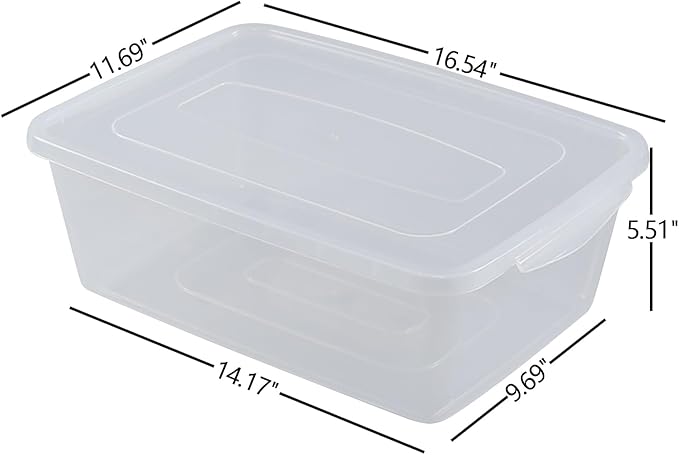 2-Pack 16 Quart Plastic Storage Box Bin with Lid Clear Latching Storage Bin