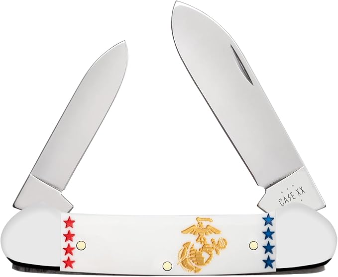Case XX Knives USMC Canoe 13205 Smooth White Delrin Stainless Steel Pocket Knife