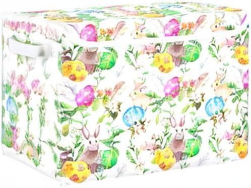 senya Easter Storage Baskets Collapsible Storage Bins with Lids Easter Bunny Eggs in Grass Flowers Storage Boxes Clothes Baskets for Organizing B06D22020 Pattern 2 One Size
