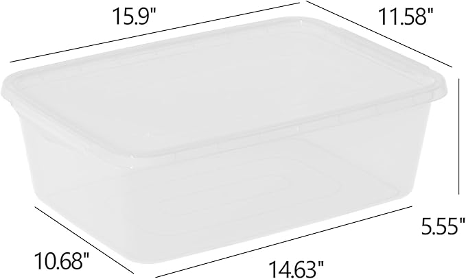 2 Packs 16 L Food Storage Containers with Latching Lid Pizza Dough Proofing Box Clear Pizza Dough Containers
