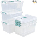 Gainhope 6 Packs 14 L Plastic Stackable Storage Bin Container Box with Latching Lid Clear Organizer Bins with Handle