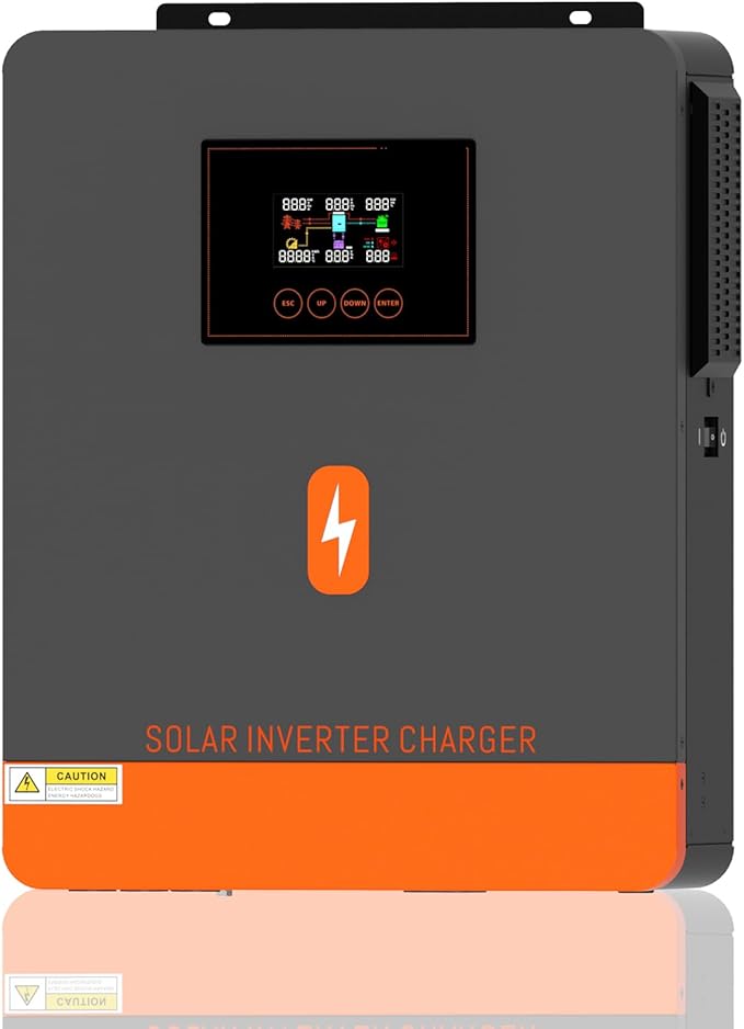 PowMr 4200W Solar Inverter 24VDC to 220-230VAC Off-Grid All-in-One Charger Hybrid Inverter with 120A MPPT Solar Charge Controller Max PV Array 6200W Work for 24V Lead Acid &amp Lithium Battery