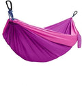 Double Camping Hammock Portable Indoor Outdoor Tree Hammock with 2 Hanging StrapsLightweight Nylon Parachute Hammocks for Backpacking Travel(Bright Purple/Pink)
