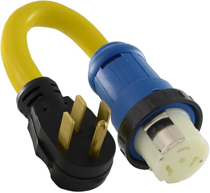 Conntek 14328 RV 1.5-Foot Pigtail Adapter 50 Amp RV Male Plug To 50 Amp 125/250 Volt Locking Female Connector Black