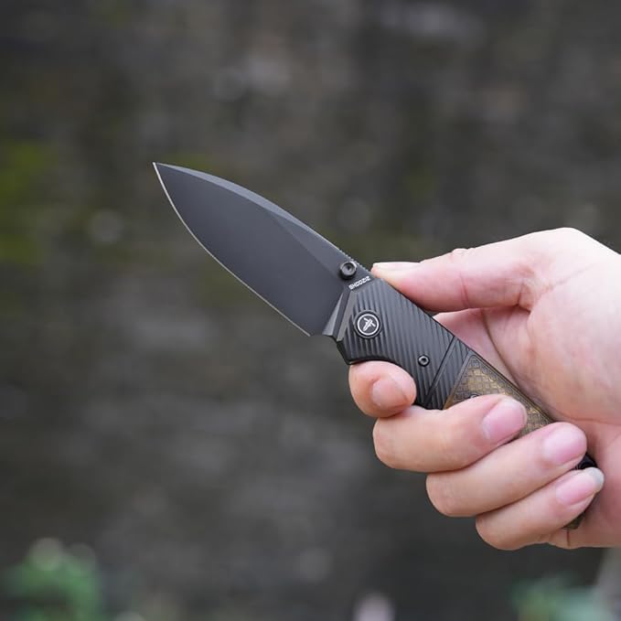 SHO0ZlZ XUN125-JUB Pocket Folding Knife for Man 3.27 14C28N Steel PVD BladeUltem Handle with Reversible Clip for Camping &amp EDC.