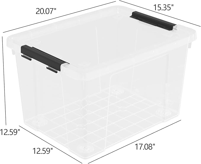 4 Pack 50 Quart Plastic Storage Bins with Lids and Wheels Large Clear Plastic Storage Totes Stackable Organizer Containers for Garage Closet Pantry Home Office