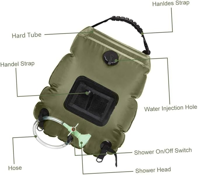 Solar Bag for Outdoor Activities 20l Camping Shower Storage Bag Portable Shower Bucket for Beach Hiking Travel