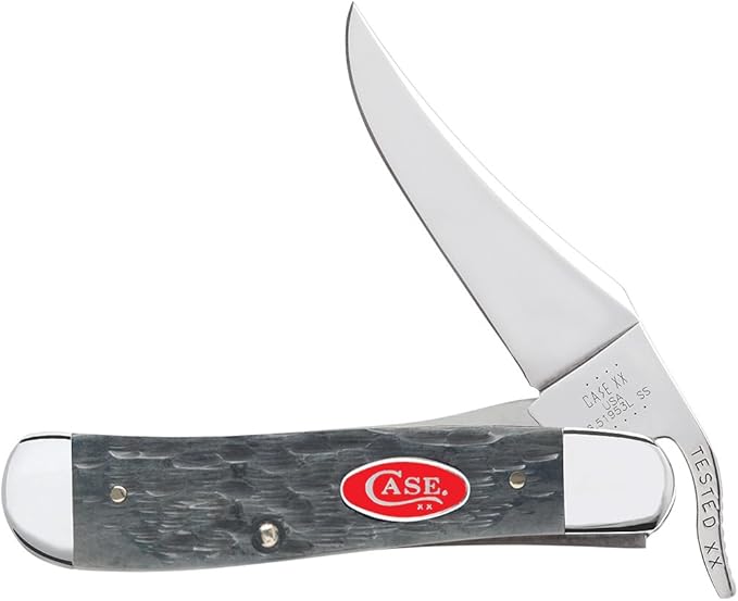 Case XX WR Pocket Knife Russlock Gray Jigged Bone W/Red Oval Shield Item #39972 (61953L SS) 4 1/4 Inches Closed