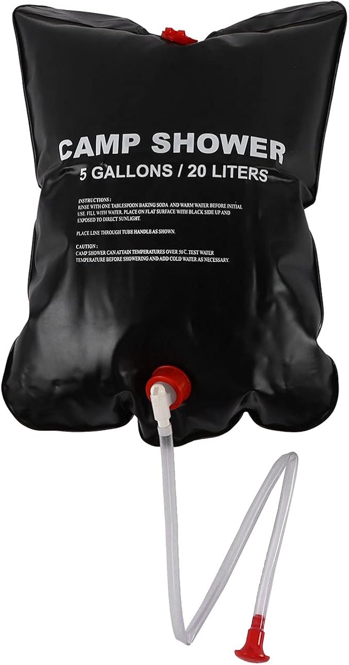 Gavigain 20L Solar Shower Bag5 gallons Solar Heating Camping Shower Bag with Removable Hose for Camping Beach Swimming Outdoor Traveling