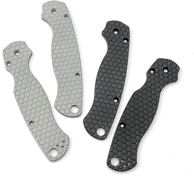 1 Pair Scales Handle Fits for Spyderco C81 Paramilitary 2 Anodized Aluminum Handle Patch Black