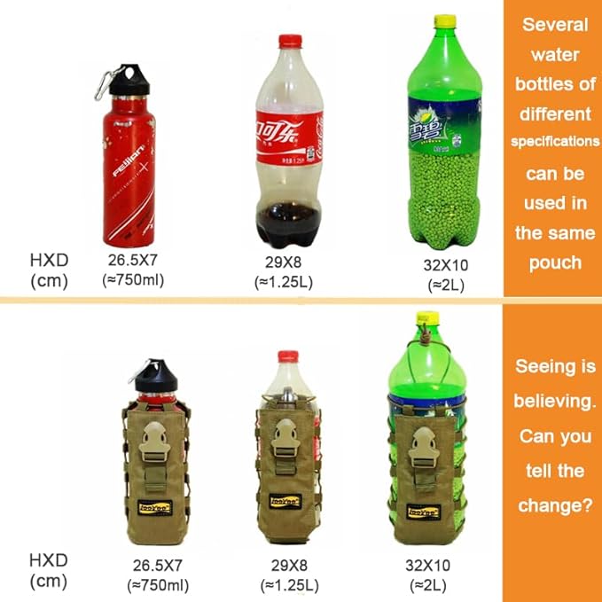 Looyoo/A22 Tactical Water Bottle Holder Pouch MOLLE Compatible Adjustable Bottle Carrier Bag.