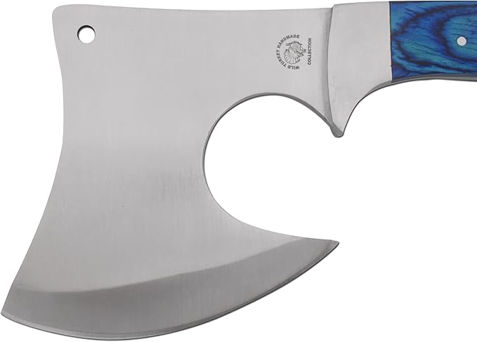 Wild Turkey Handmade Stainless Steel Collection Wood Handle Hatchet Outdoors Hunting Camping Axe… (Blue) 512 0