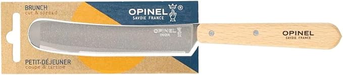 Opinel Brunch Knife - Multi-Use Spreading Micro-Serrated Rounded Blade Made in France (Natural)