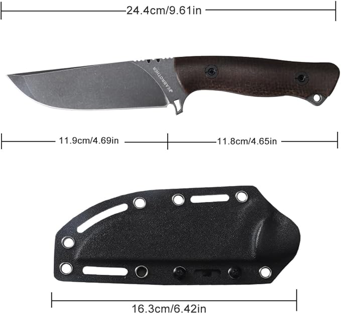 Fixed Blade Fishing Knife - Ideal Outdoor Knife 14C28N Steel - Camping - Hand Tools (B)