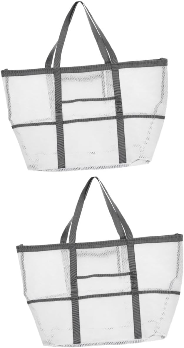 DOITOOL 2pcs Beach Bag Handbags Outdoor Toy Sand Toys Portable Mesh Shower Bag Travel Supplies High Capacity