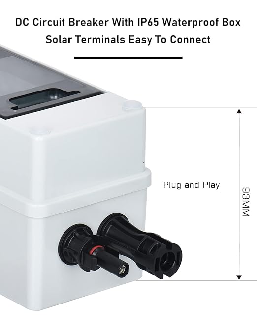 DIHOOL 60 Amp Solar Disconnect Switch dc Circuit Breaker with Cover Outdoor Miniature Circuit Breaker with din Rail Enclosure
