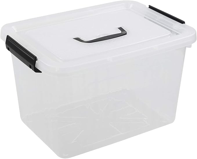 1-Pack Plastic Storage Box Clear Latch Box with Handle and Lid 10 L