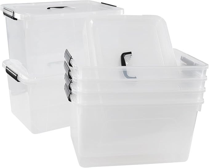 18 Liters Storage box with lid Clear Plastic Storage Totes with Handles Set of 6