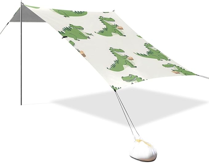 ALAZA Crocodile Animal Beach Tent Sun Shelter UPF50+ Protection Beach Shade Canopy w/ 4 Sandbags for Outdoor Camping Fishing Backyard Fun Picnic 10x9 ft
