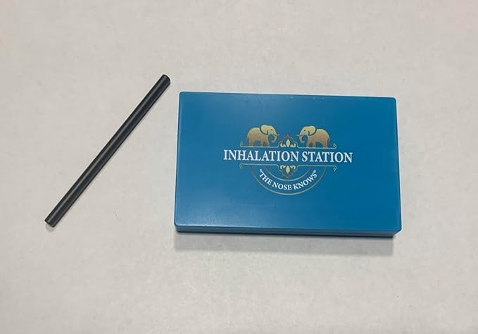 Inhalation Station Turquoise Blue 7 Slot Snuff Storage Box w/Built in Slim 3 Metal Straw Portable Travel Case