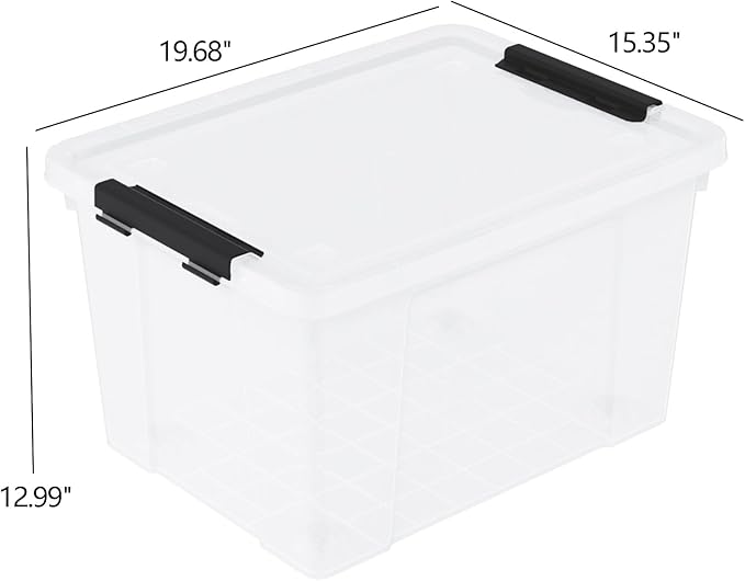 50 Quart Large Plastic Storage Boxes Clear Plastic Storage Bin with Lid 4 Packs