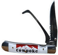 WHISKEY BENT HAT CO. Trapper Folding Pocket Knife with Hoofpick 4.125 Closed Length 440C Stainless Steel Blades (Cowpoke)