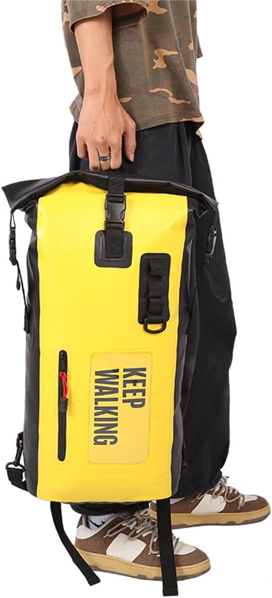 Generic Outdoor PVC Waterproof Dry Backpack Water Floating Bag Roll Top Sack Dry Bags for Kayaking Waterproof Flotation 30L (Yellow30L)
