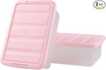 Rosebloom 14 Quart Plastic Storage Box Latching Storage Bin with Pink Lid 2 Packs