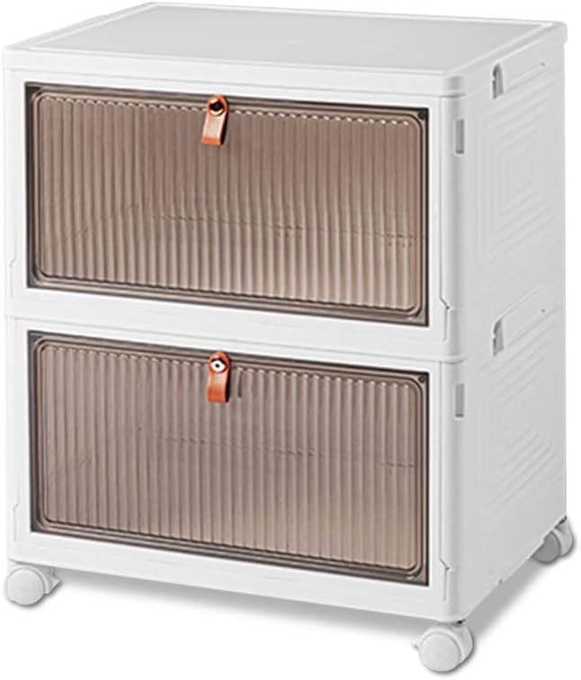 Ergocar Foldable Storage Boxes Transparent Plastic Storage Boxes with Lid Stackable Large Capacity Organiser Thick and Durable for Bedroom Wardrobe Office Garage