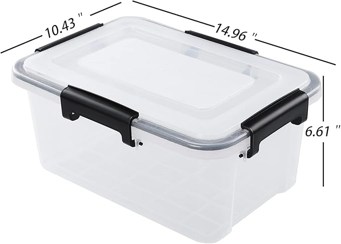 12 Quart Clear Plastic Storage Box with Lid Latching Storage Box Pack of 6