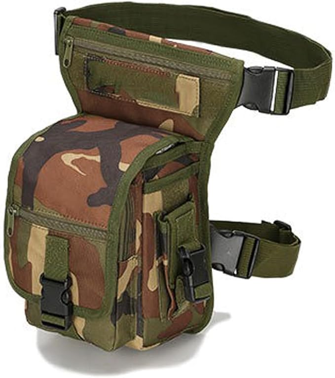 Drop Leg Bag for Men Tactical Metal Detecting Thigh Pack Tactical Drop Leg Bag Utility Pouch (Jungle Camouflage)