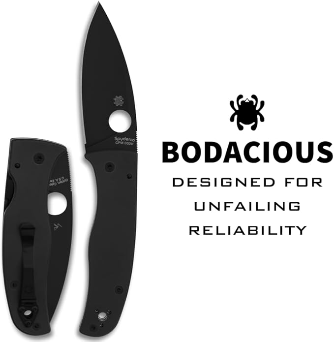 Spyderco Bodacious Folding Pocket Knife with 3.6 CPM S30V Steel Blade and G-10 Handle - EDC Knife for Men and Women Perfect for Hunting Tactical Camping Survival Hiking - PlainEdge - C263GPBK