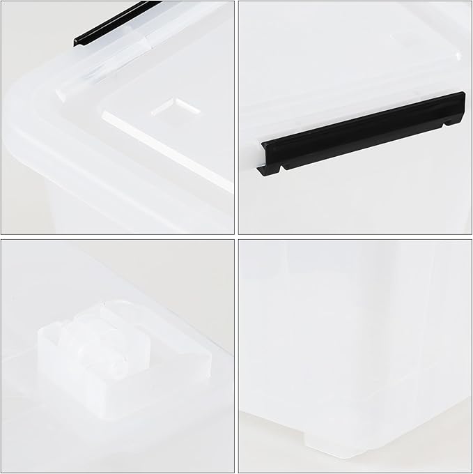 4-pack 50 Quarts Lidded Storage boxes Large Clear Plastic Bins with Wheels