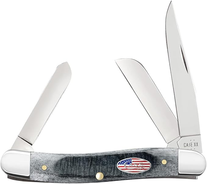 Case XX WR Pocket Knife Medium Stockman Sawcut Gray Bone Stars &amp Stripes Item #53061 (6318 SS) Length Close: 3 5/8 inches