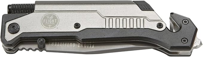 Flight Outfitters Pilot Survival Knife | Versatile Compact Durable Folding Pocket Knife with Stainless Steel Blade LED Flashlight Fire Starter Seat Belt Cutter &amp Window Breaker