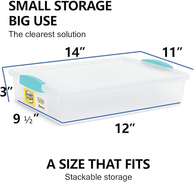 Tribello Plastic Storage Containers With Lids For Organizing 6 Quarts - (Large - 14 x 11 x 3)