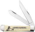 Case XX WR POCKET KNIFE AUCTIONEER NATURAL SMOOTH BONE TRAPPER 4 1/8 INCHES CLOSED ITEM #1067660