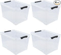 4-Pack 50 L Clear Plastic Storage Bin Large Clear Latch Box with Wheels