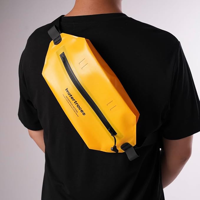Waterproof Fanny Pack Black Yellow Crossbody Waist Bag for Kayaking Rafting Swimming Surfing Paddle Board Boating (Yellow)