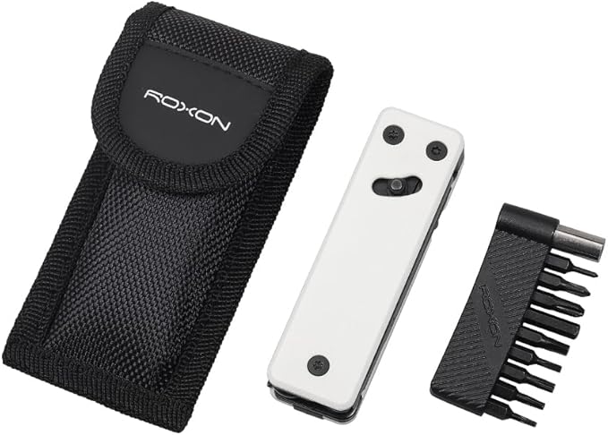 Roxon KS2 Elite Noir Blanc D2 Blade 13 in 1 Mini Multi Tool function pocket knife with big scissor G10 handle and Pocket clip good for Camping/Backpacking/Emergencies/EDC Multitool (D2 Steel Blade)