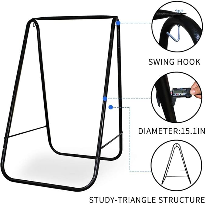 Hammock Chair Stand with Large Hanging Padded Indoor SwingEasy to Assemble Sturdy Hammock Chair with StandMAX Capacity up to 500 LBSHeavy-Duty Steel Hammock Stand for Indoor Outdoor(White)